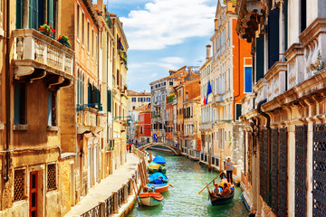 View of the Rio Marin Canal from the Ponte de la Bergami. Venice