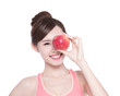 © ryanking999 - Happy health woman show apple