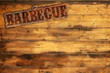 barbecue label nailed to a wooden background