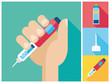 Diabetes icon set - Hand holding Insulin Injection Pen