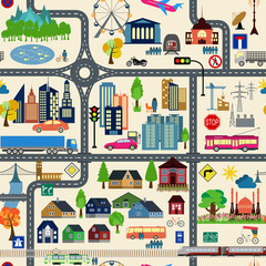 Wall Mural - City map generator. City map example. Elements for creating your