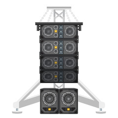 line array concert acoustics on truss suspension illustration.