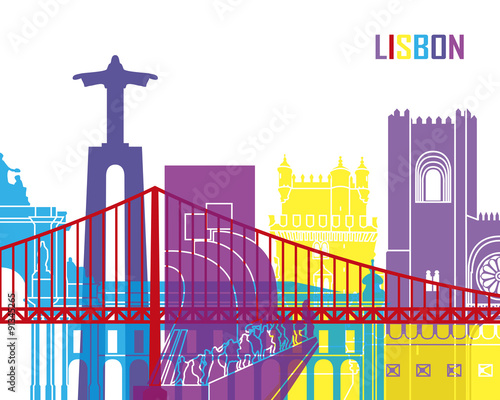 Naklejka na szafę Lisbon skyline pop