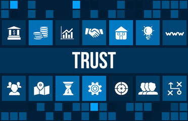 Wall Mural - Trust concept image with business icons and copyspace.