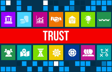 Wall Mural - Trust concept image with business icons and copyspace.