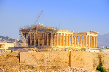 Wall Mural - Scenic view of ancient Pantheon temple in Acropolis under constr