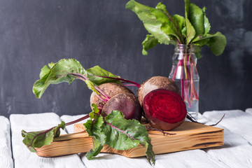 Beetroots rustic wooden table