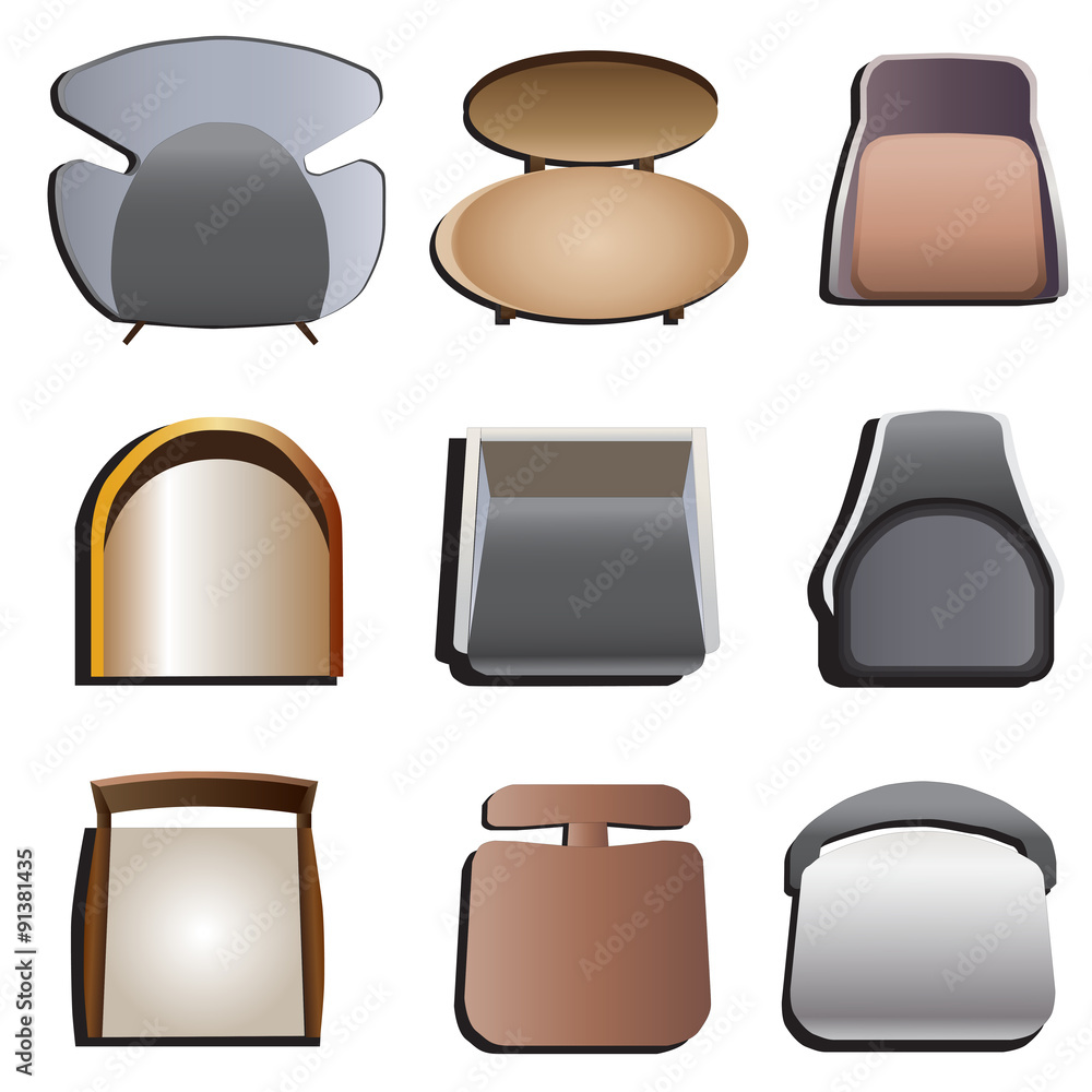 Chairs top view set 4 for interior , vector illustration Stock Vector |  Adobe Stock, image size:1000x1000