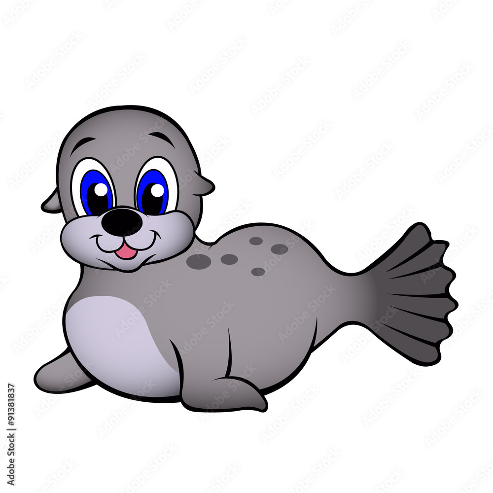 Cute baby seal cartoon Stock Vector | Adobe Stock