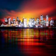 Canvas Print - abstract background with panorama of vancouver