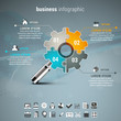 © grki - Business infographic made of magnifier and gear.