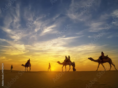 Naklejka na szybę Beautiful sunset at Thar desert ,Jaisalmer,India