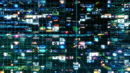 technology interface - computer data screen display animation