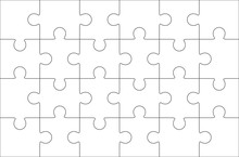 Jigsaw Puzzle Blank 6x4 Elements, Twenty Four Vector Pieces.