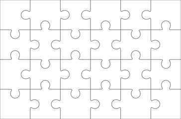 jigsaw puzzle blank 6x4 elements, twenty four vector pieces.