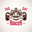 formula racing car emblem, race bolide symbol