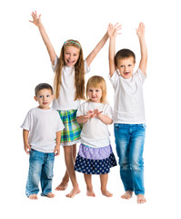 Wall Mural - smiling children with arms up