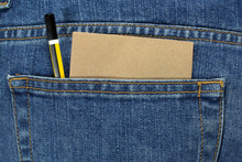 Pencil And Note Paper In A Blue Jean Pocket