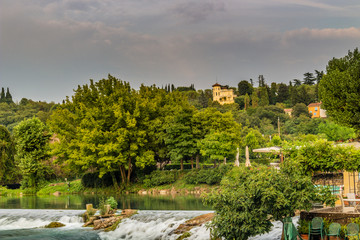 Poster - Waters and ancient buildings of Italian medieval village