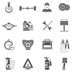 Sticker - Car Service Icons Black