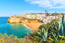 A View Of Carvoeiro Fishing Village With Beautiful Beach, Portugal