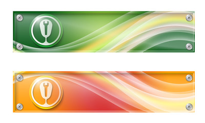 Wall Mural - Set of two banners with colored rainbow and spanner