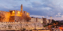 Walls Of Ancient City At Night, Jerusalem