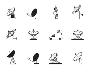 Satellite dish icon set