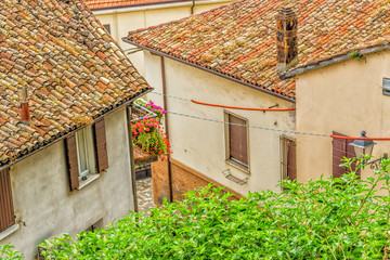 Canvas Print - Roof tiles in countryside of Romagna in Italy