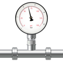 Wall Mural - Manometer and Chrome pipes with flange