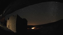 Time Lapse Of Star Trails Above A Chacoan Rock House In Gallo Wash In Chaco Culture National Historical Park, New Mexico.