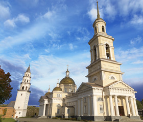 Sticker - Russia. Spaso-Preobrazhensky cathedral and belfry in Nevyansk