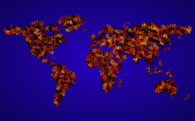 Wall Mural - world map of maple leaves. vector background. eps 10