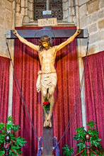 Christ Crucifixtion Statue In Barcelona Cathedral