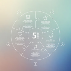 Poster - Business concept with options, parts, steps or processes. Circle puzzle infographic. Template for cycle diagram, graph, presentation and round chart. Vector blur background.