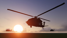Helicopters Sun Set