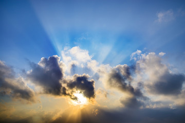 Wall Mural - summer sky and lighting beam in sunset