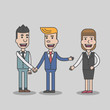 © graphertect - Two Business man hand shake together and introduce work team busines woman, vector, illustration