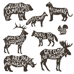 Sticker - Wild Animals Silhouettes With Lettering