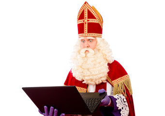 Wall Mural - Sinterklaas with laptop