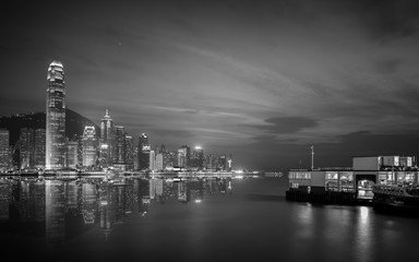  Hong Kong cityscape black and white Tone