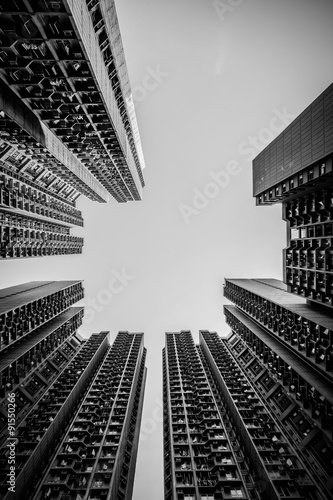 Naklejka samoprzylepna Hongkong cityscape czarno-biały dźwięk
