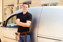 Portrait Of A Young Tradesman By His Van