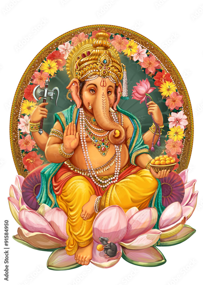 Ganesha Ganesh India Hindu God Deity Asia Asian Travel Advertisement Poster 