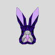 Blue, pink, purple geometric rabbit, line art bunny, editable vector EPS 10 isolated