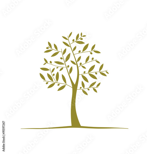 Olive tree icon on white background. Vector element Stock Vector