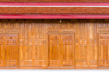 wooden window on a wooden wall.