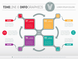 Vector infographic of technology process with icons. Web Templat