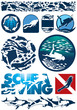 Scuba diving editable vector  elements  