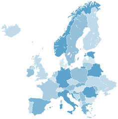 europa karte landkarte blau
